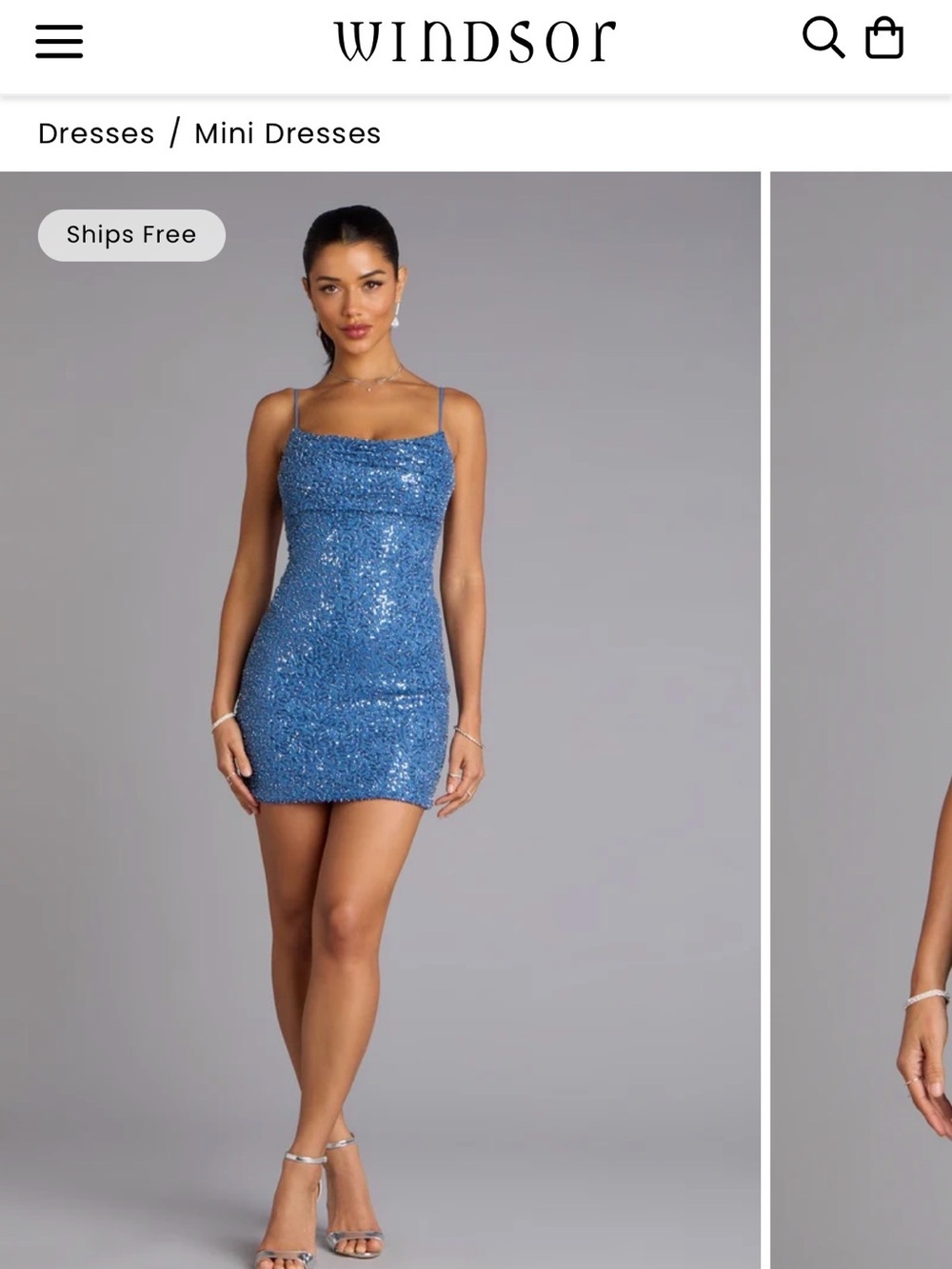 Windsor Sparkling Blue Sequin Mini Dress